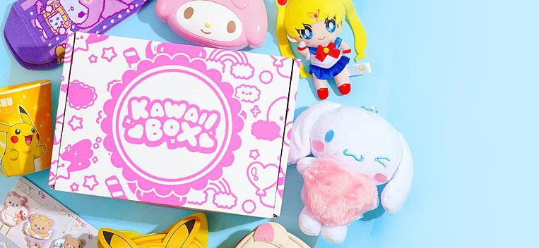 Monthly subscription box with kawaii cute stuff from Kuromi, Cinnamoroll, My Melody, Hello Kitty, Sailor Moon, Cardcaptor Sakura, Pompompurin and more!