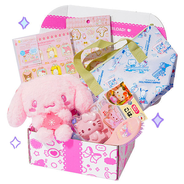 Mystery subscription box from Japan with kawaii plushies, cute accessories, cute stationery, squishy toys and more!