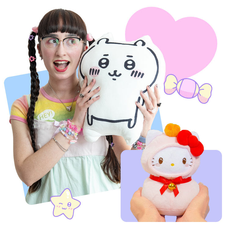 Kawaii plushies from Chiikawa and Hello Kitty